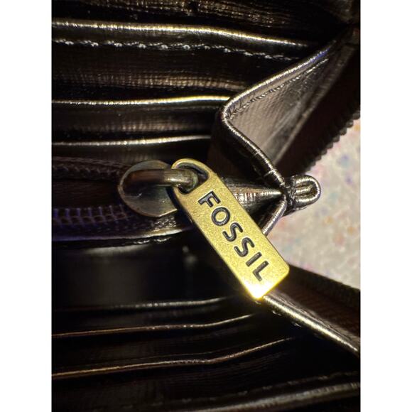 FOSSIL Soft Metallic Rose Gold Leather Zip Long Wallet Cardholder - Picture 9 of 11